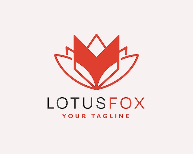 Plantilla de diseño de logo de lotus fox