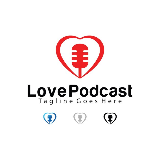 Plantilla de diseño de logo de Love Podcast