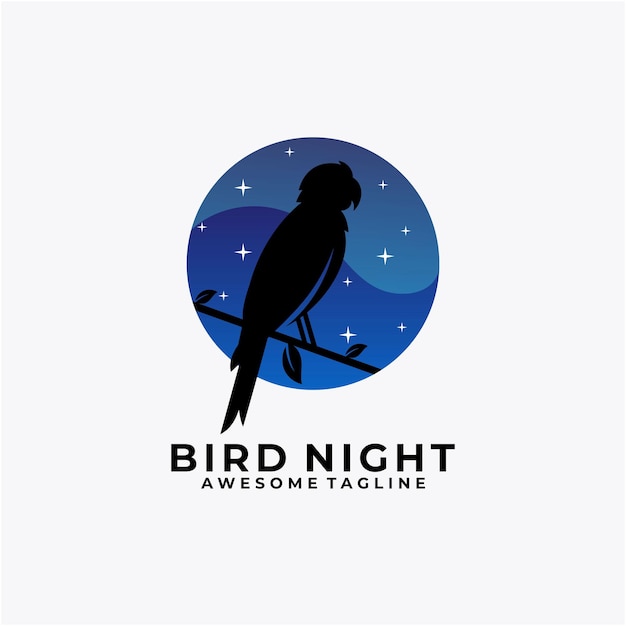 Plantilla de diseño de logo de noche de aves