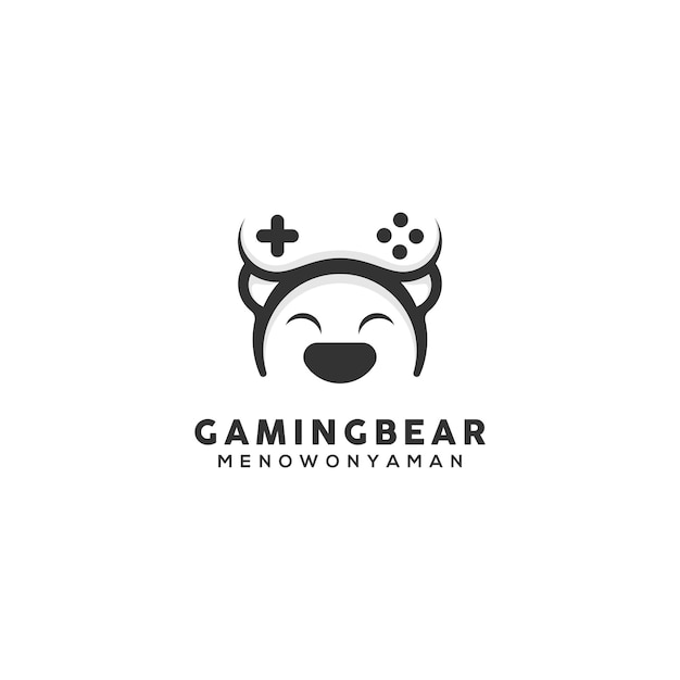 Plantilla de diseño de logo de oso gamer