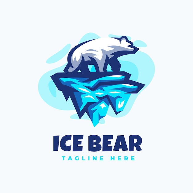 Plantilla de diseño de logo de oso polar de hielo