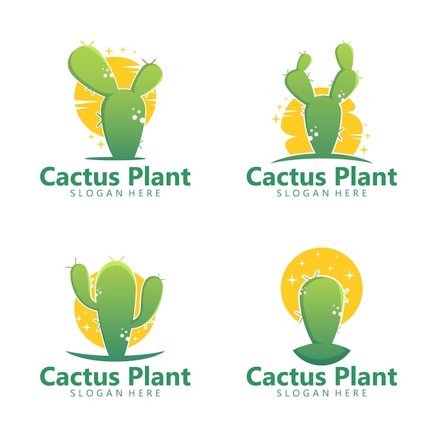 Plantilla de diseño de logo de planta de cactus