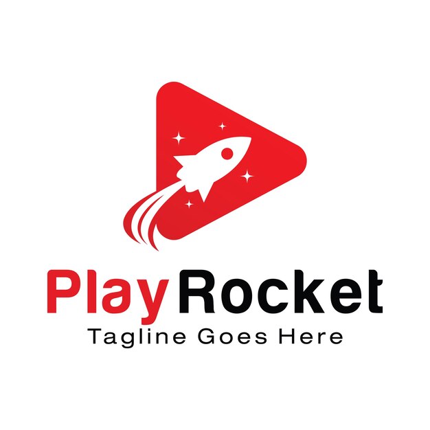 Plantilla de diseño de logo de play rocket