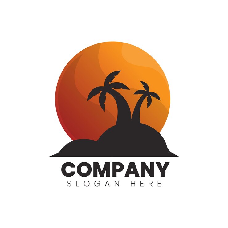 Plantilla de diseño de logo de playa por la tarde