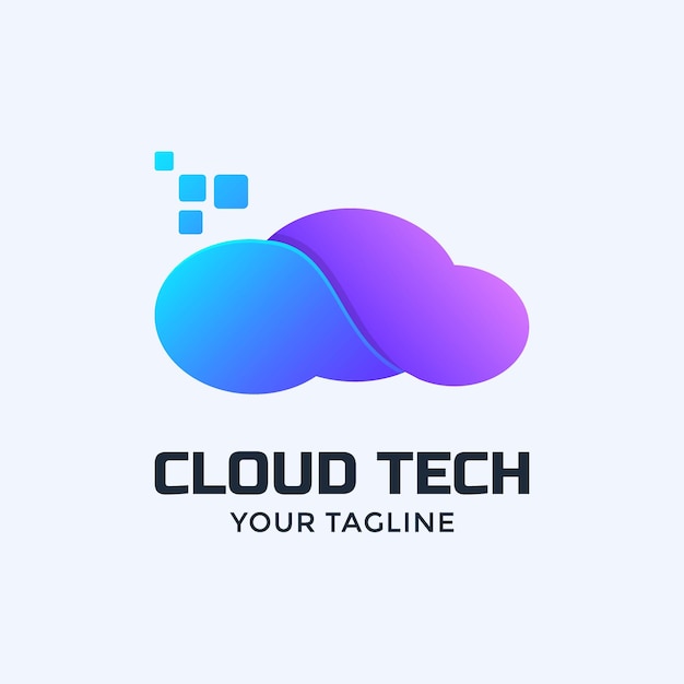 Plantilla de diseño de logo de tecnología en la nube