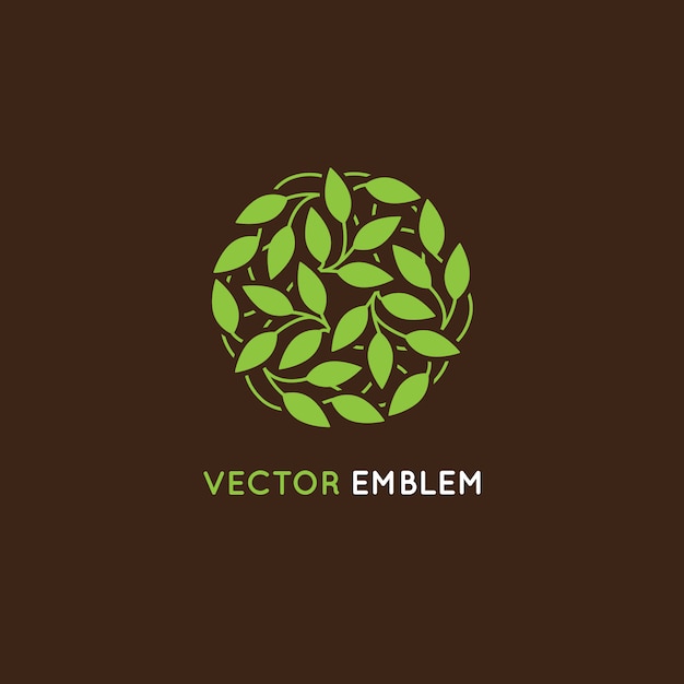 Vector plantilla de diseño de logo vector abstrat - círculo hecho con hojas verdes