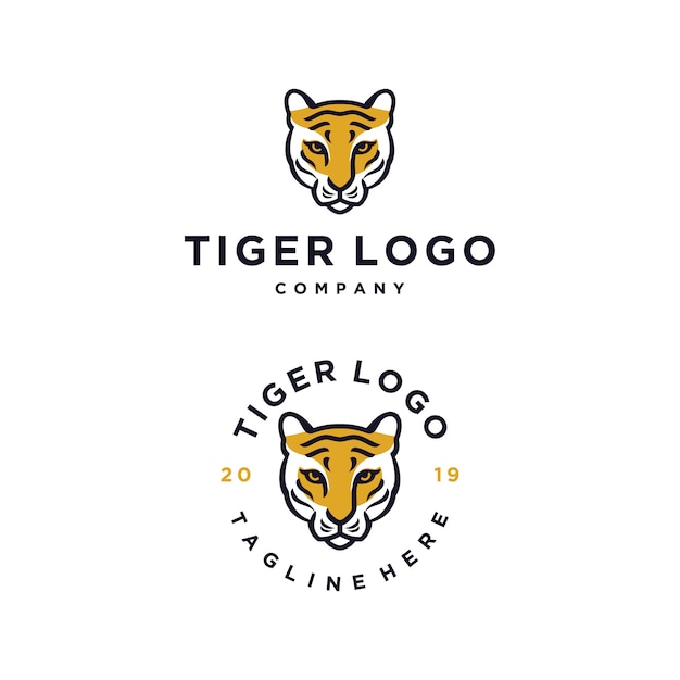 Plantilla de diseño de logo de vector de cabeza de tigre