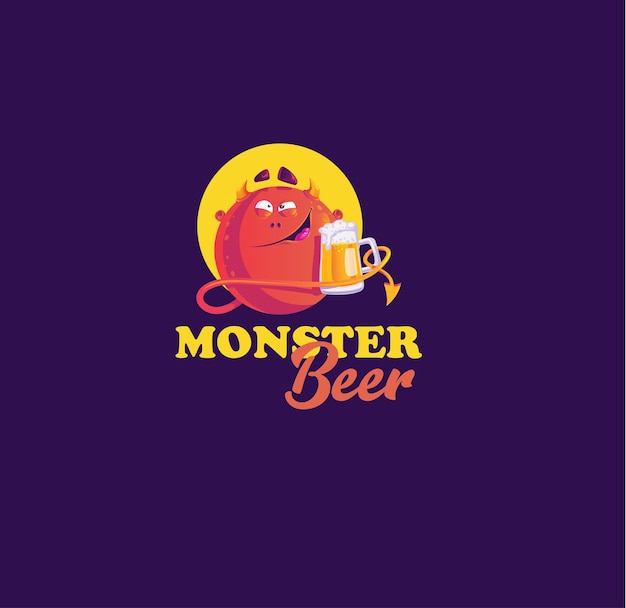 Plantilla de diseño de logo de vector de cerveza monstruo