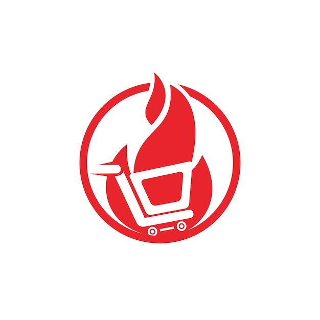 Plantilla de diseño de logo de vector de tienda de carro de fuego