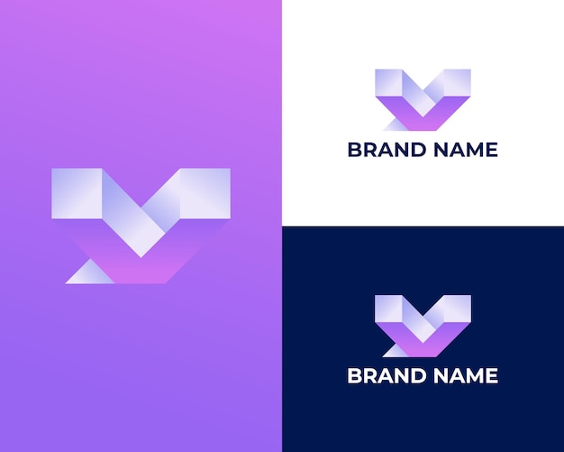 Plantilla de diseño de logotipo 3d de moda moderna YK de letra abstracta