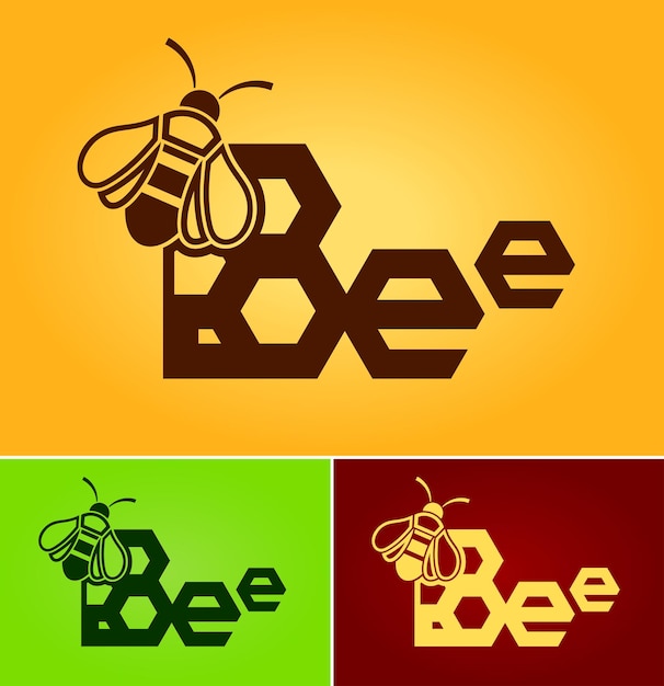Plantilla de diseño de logotipo de abeja de miel Opciones de color Idea de logotipo de empresa estilizada Ilustración vectorial