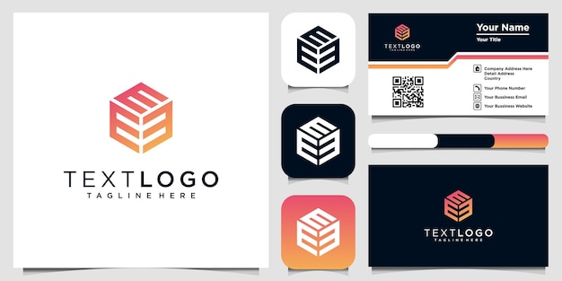 Plantilla de diseño de logotipo abstracto letra inicial E y tarjeta de visita
