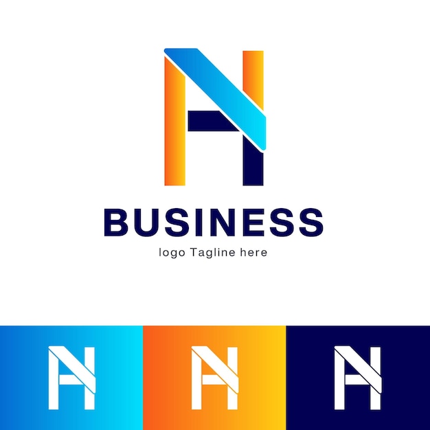 Plantilla de diseño de logotipo abstracto de letra inicial de HNA
