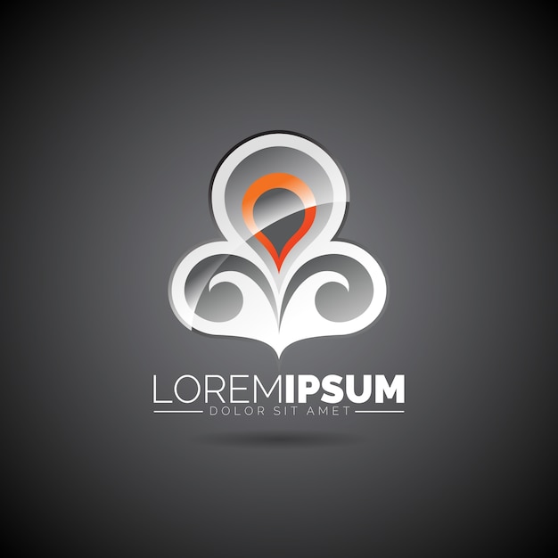 Plantilla de diseño de logotipo abstracto vector con elementos de diseño. Ilustración de símbolo limpio sobre fondo oscuro