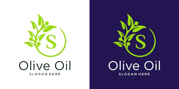 Plantilla de diseño de logotipo de aceite de oliva letra s