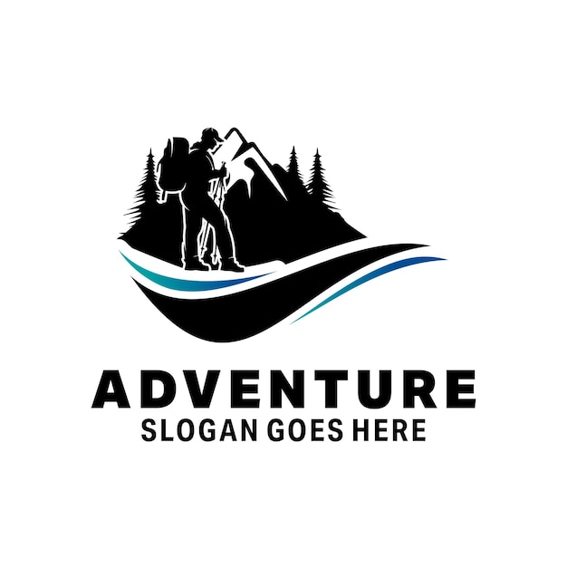 plantilla de diseño del logotipo de Adventure Hiking Man