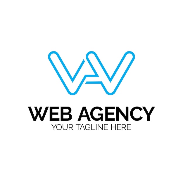Plantilla de diseño de logotipo de agencia web de letra wa