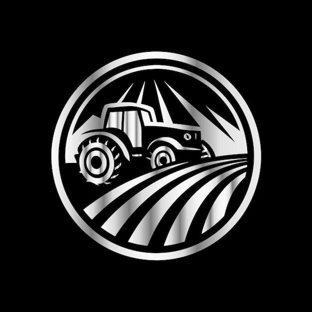 plantilla de diseño de logotipo de agricultura Tractor en el campo Ilustración vectorial Logotipo del tractor Logotipo de la granja