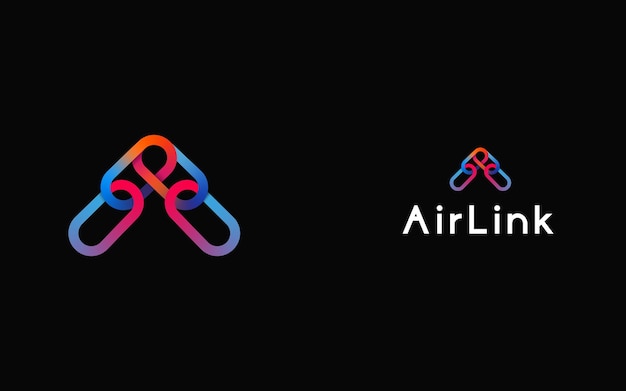 Plantilla de diseño de logotipo airlink gradient. enlace logotipo, logotipo, símbolo, icono, insignia, emblema, monograma.