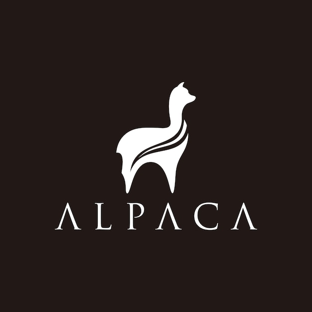 Vector plantilla de diseño de logotipo de alpaca en color blanco y estilo abstracto