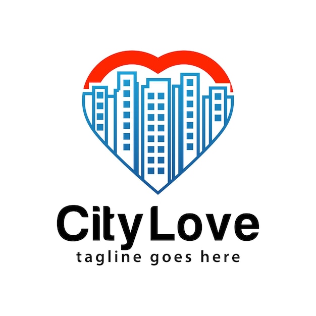 Plantilla de diseño de logotipo de amor de ciudad