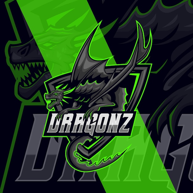 Plantilla de diseño de logotipo Angry Dragon Esport Skull