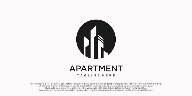 Plantilla de diseño de logotipo de apartamento de edificio con concepto creativo Vector Premium