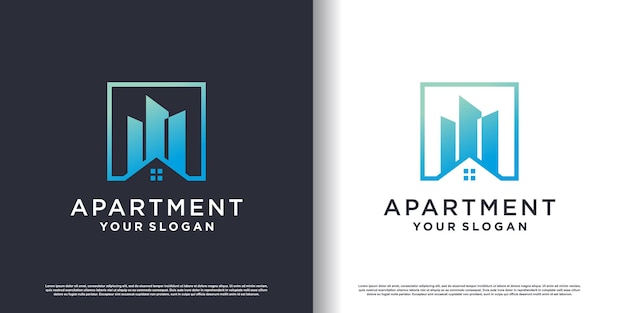 Plantilla de diseño de logotipo de apartamento Vector Premium
