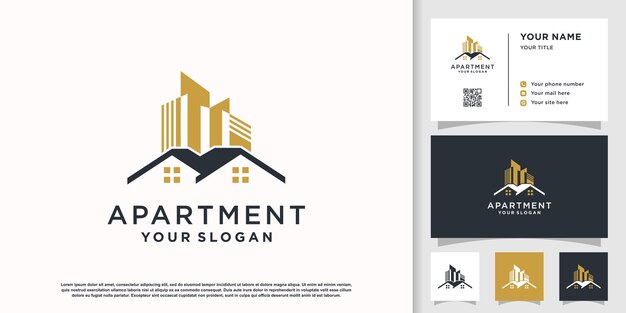 Plantilla de diseño de logotipo de apartamento Vector Premium