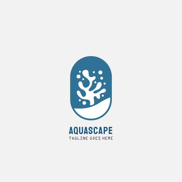 plantilla de diseño del logotipo de Aquascape Ilustración vectorial de acuario y algas
