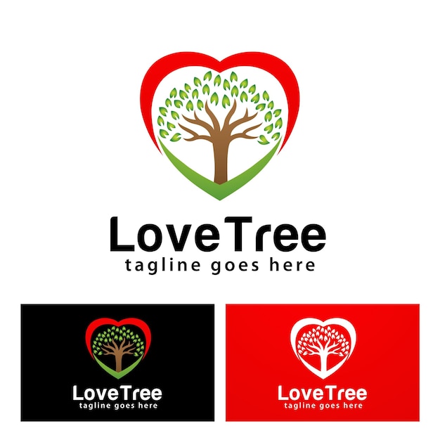 Vector plantilla de diseño de logotipo de árbol de amor