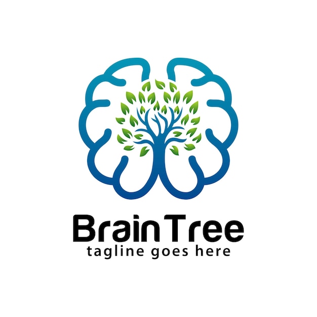 Plantilla de diseño de logotipo de árbol de cerebro