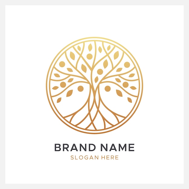 plantilla de diseño de logotipo de árbol dorado
