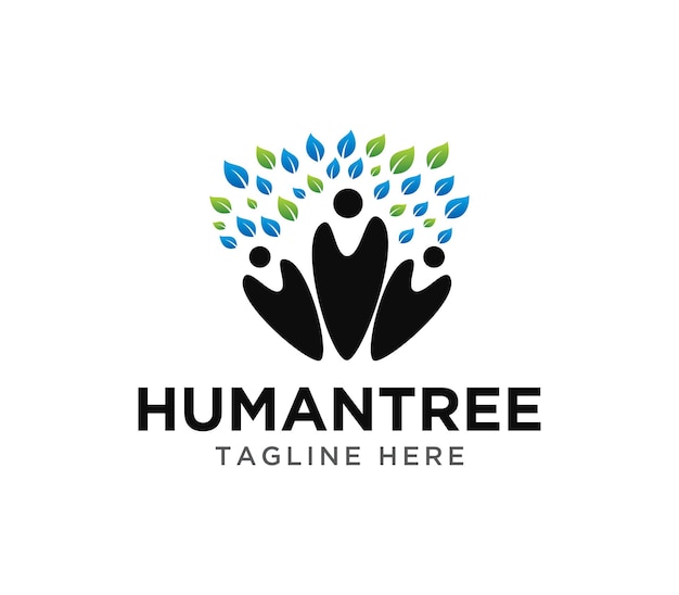 plantilla de diseño de logotipo de árbol humano