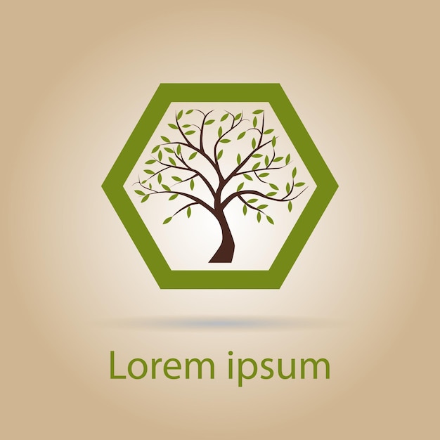 Plantilla de diseño de logotipo de árbol Logotipo de vector de árbol hexagonal verde Árbol decorativo Icono de jardín y ecología Concepto de negocio Icono de vector Editable