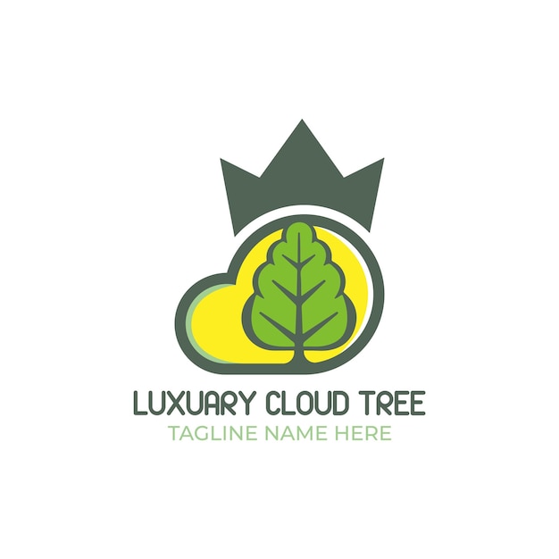 Plantilla de diseño de logotipo de árbol de nube de corona creativa