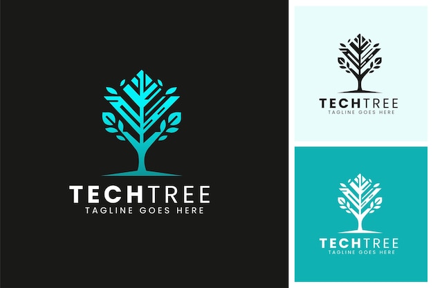 Vector plantilla de diseño del logotipo del árbol tecnológico