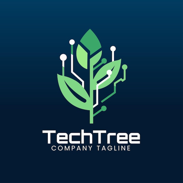 Vector plantilla de diseño del logotipo del árbol tecnológico