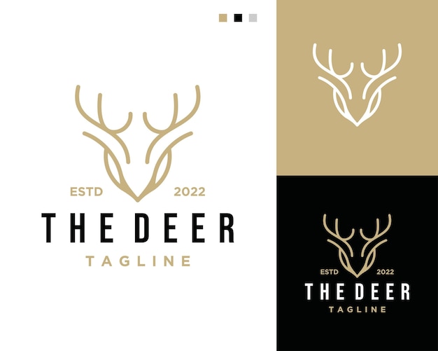Plantilla de diseño de logotipo de arte de línea de ciervos
