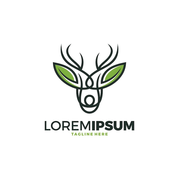 plantilla de diseño de logotipo de arte de línea de ciervos