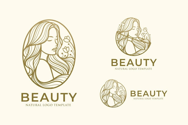 Vector plantilla de diseño de logotipo de arte de línea de mujer de belleza