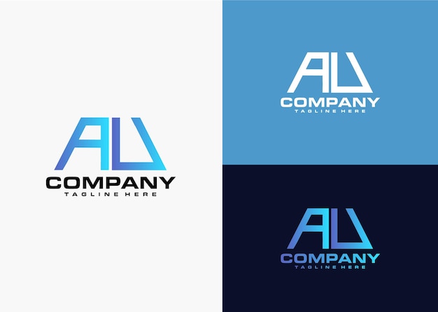 Plantilla de diseño de logotipo de au de letra inicial de monograma moderno