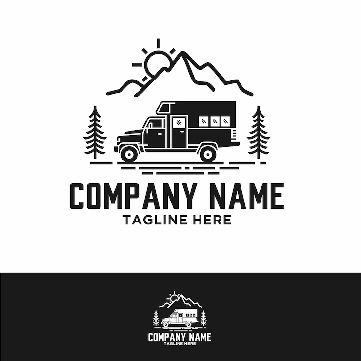 Vector plantilla de diseño de logotipo de autocaravana de aventura rv