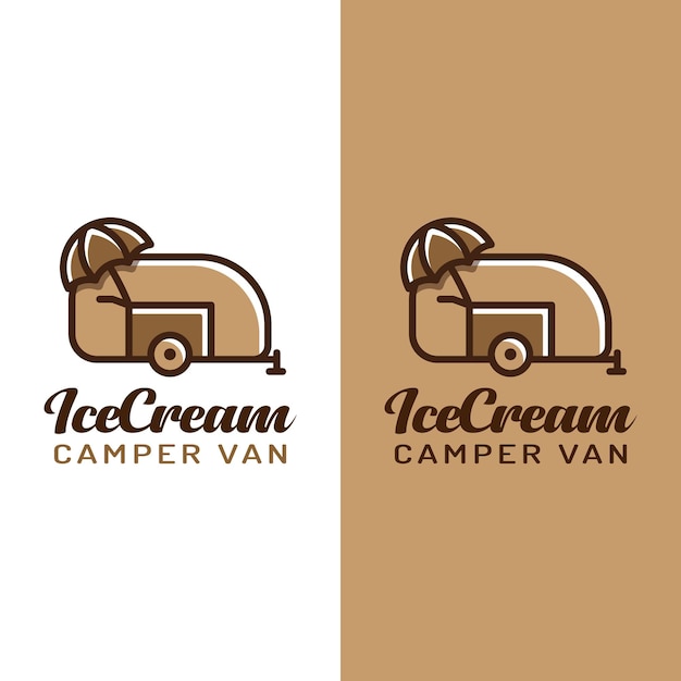 Plantilla de diseño de logotipo de autocaravana de helados