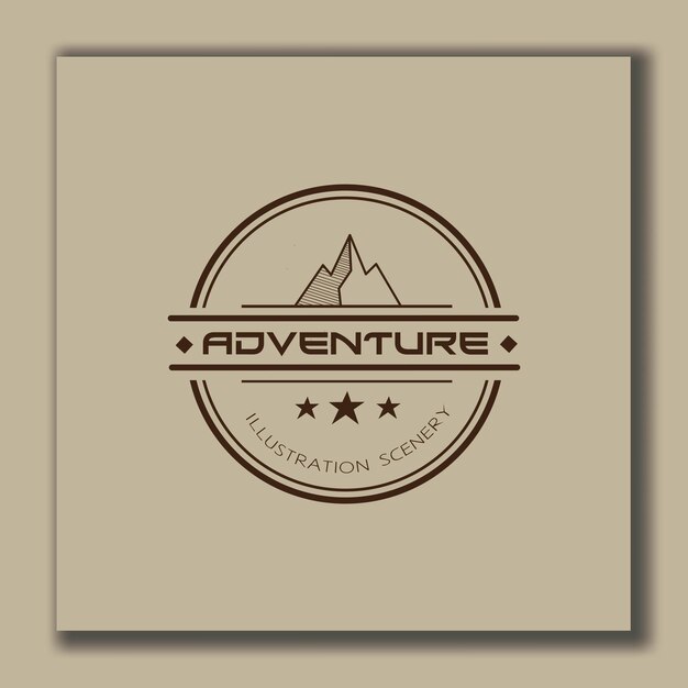 plantilla de diseño de logotipo de aventura círculo de estilo vintage y marrón