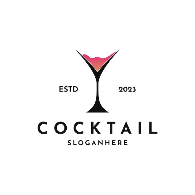 Plantilla de diseño de logotipo de bar de cócteles retro vintage