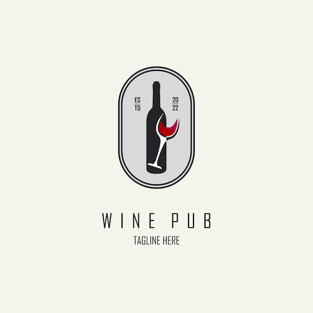 Plantilla de diseño de logotipo de bar de pub de vinos para marca o empresa y otros