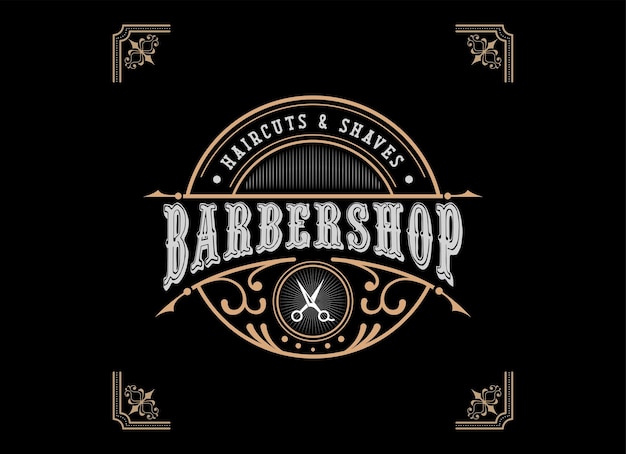 Plantilla de diseño de logotipo de barbería de estilo vintage