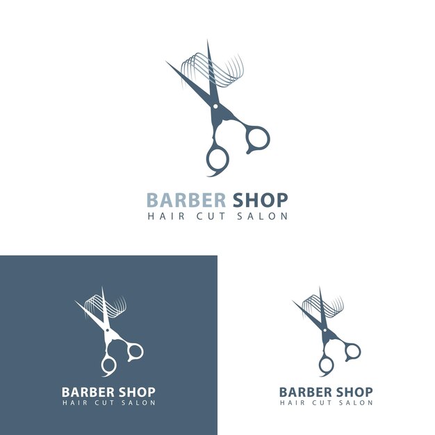 Plantilla de diseño de logotipo de barbería Signo de icono de tijeras para el logotipo de afeitado Ilustración vectorial