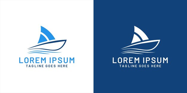 Plantilla de diseño de logotipo de barco azul, elemento de marca vectorial, diseño de logotipo de icono de barco de yate creativo